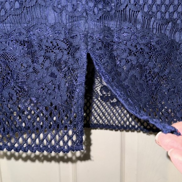 Guess Sheath Dress Blue Lace Spaghetti Strap Size 10 - Picture 10 of 15